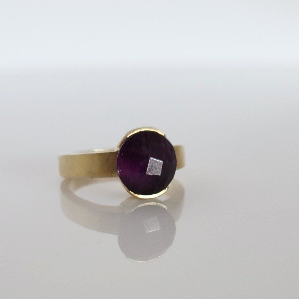 Amethyst Deep Purple Ring 14K YG over Sterling Silver Size 7
